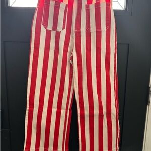 Amazon Red and White Striped Ankle Jeans